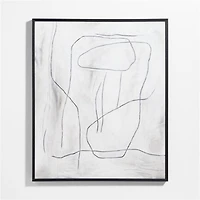 "Good Things" Framed White & Black Abstract Hand-Painted Wall Art 50"x60"