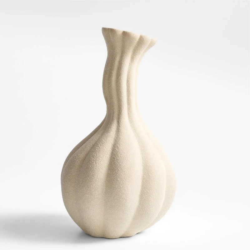 Gourdgeous Medium Cream Earthenware Vase 16"