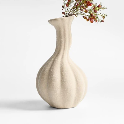 Gourdgeous Small Cream Earthenware Vase 9.5"