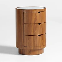 Gracia 18" Walnut Wood and Marble Nightstand