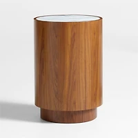 Gracia 18" Walnut Wood and Marble Nightstand