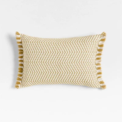 Gracinha Zigzag Fringe Organic Cotton 22"x15" Moroccan Ocher Throw Pillow Cover