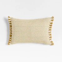 Gracinha Zigzag Fringe Organic Cotton 22"x15" Moroccan Ocher Throw Pillow Cover
