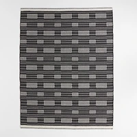 Graphic Stripe Black Handwoven Flatweave Kids Performance Area Rug 5'x8'
