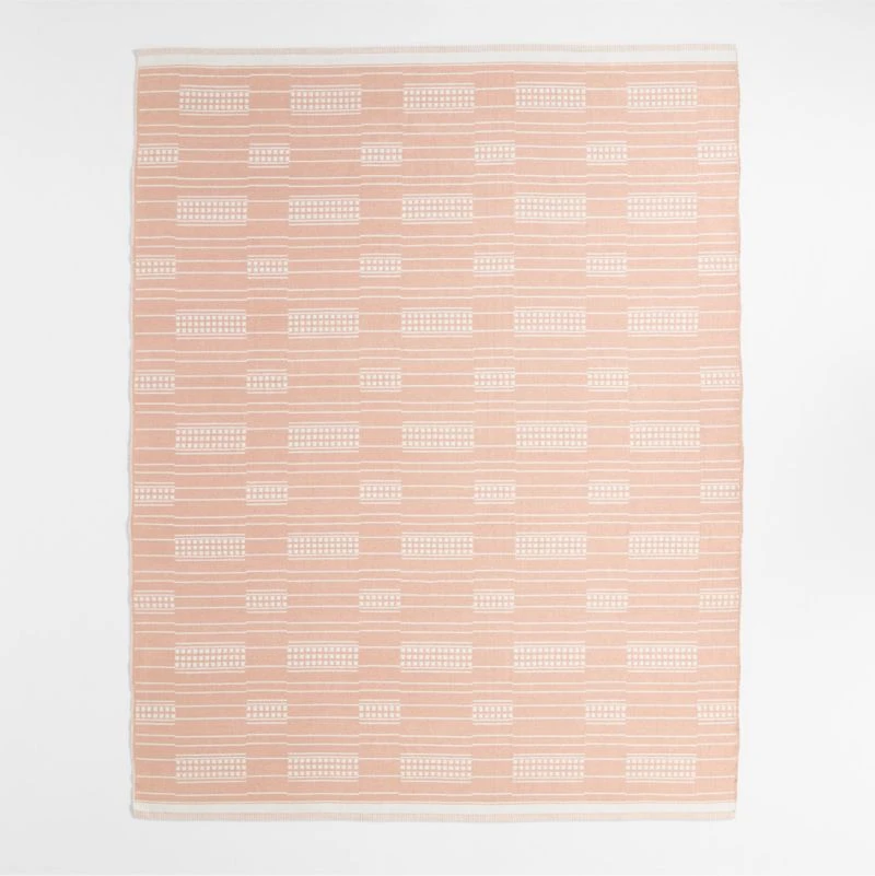 Graphic Stripe Elegant Pink Handwoven Flatweave Kids Performance Area Rug 6'x9'