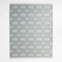 Graphic Stripe Mist Blue Handwoven Flatweave Kids Performance Area Rug 6'x9'