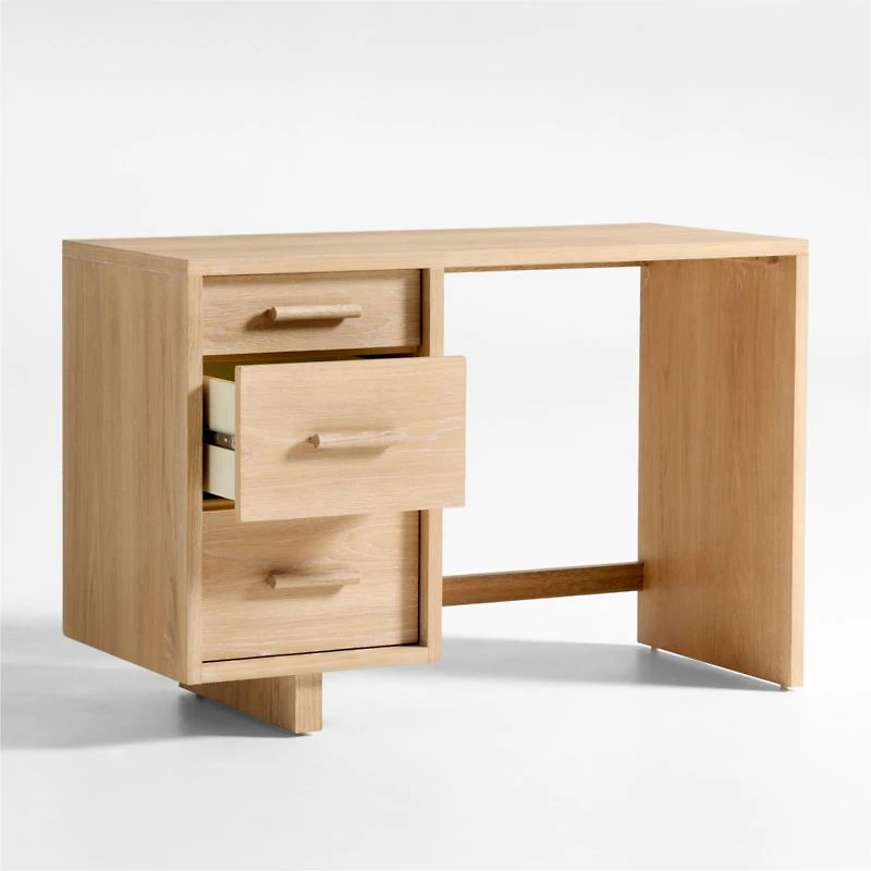 Grayson Natural Brown Oak Wood 3-Drawer Kids Desk