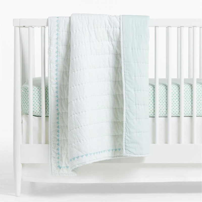 Shome Organic Patterned Green Baby Crib Fitted Sheet by John Robshaw