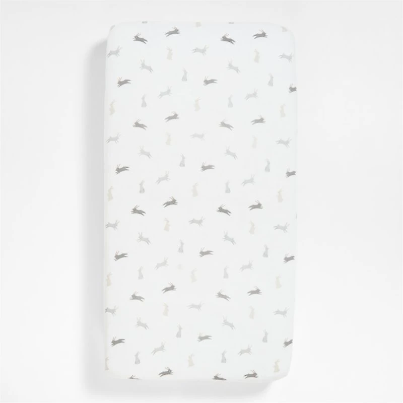 Supersoft Grey Bunny Gauze Organic Cotton Baby Crib Fitted Sheet