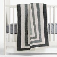 Faded Organic Grey Geometric Baby Crib Quilt by Leanne Ford