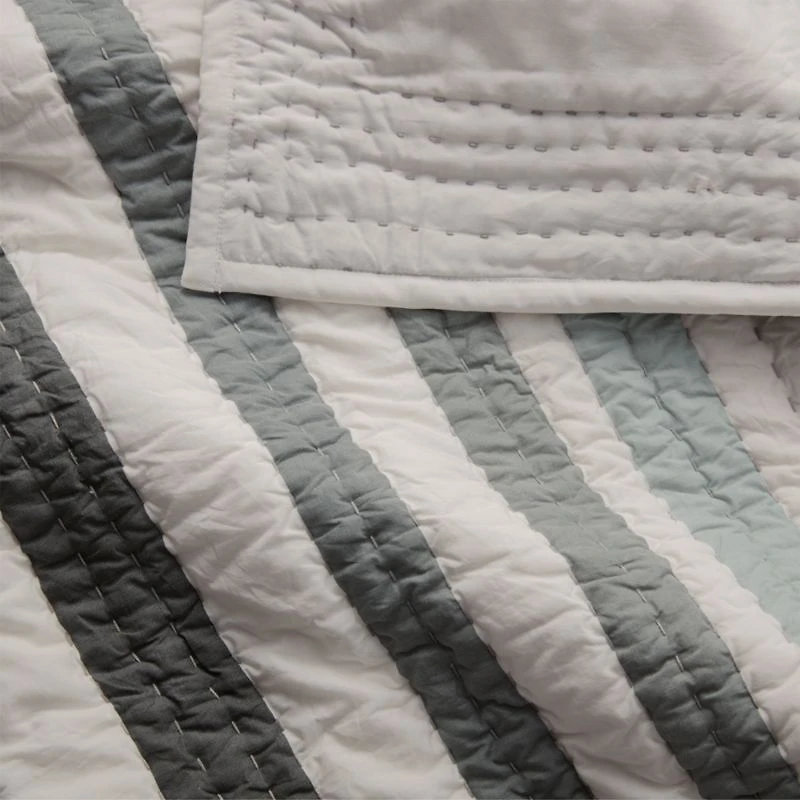 Faded Organic Grey Geometric Baby Crib Quilt by Leanne Ford