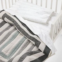 Faded Organic Grey Geometric Baby Crib Quilt by Leanne Ford