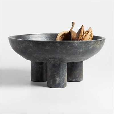 Black Tri-Footed Ceramic Centerpiece Bowl 16"