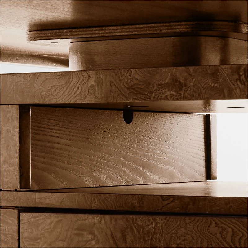 Greye 60" Burl Wood Desk with Swivel Drawers