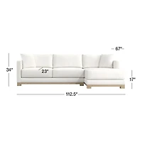 Gather Wood Base 2-Piece Sectional Sofa with Chaise Lounge