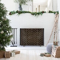 Chevron Antique Brass Fireplace Screen
