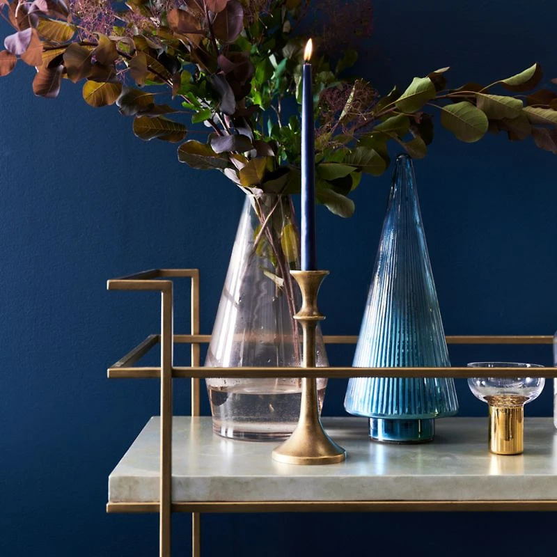Adina Brass Cart with Silver Leaf Concrete Shelves