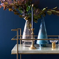 Adina Brass Cart with Silver Leaf Concrete Shelves