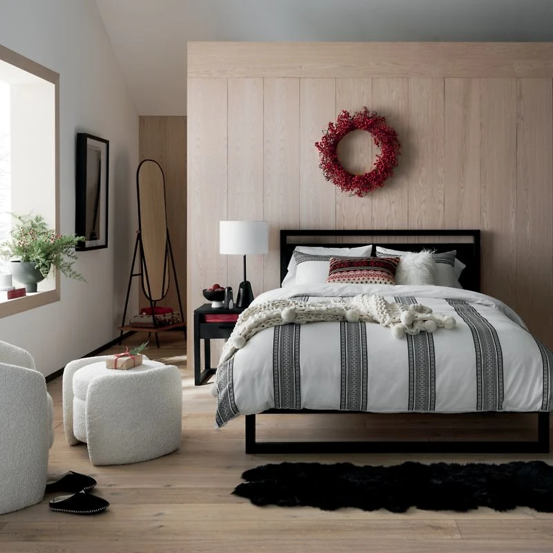 Linea Black Teak Wood King Bed