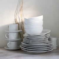 Aspen Rimmed Porcelain Low Bowls, Set of 8