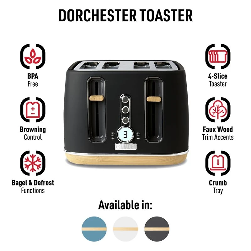HADEN Dorchester Matte Black -Slice Toaster