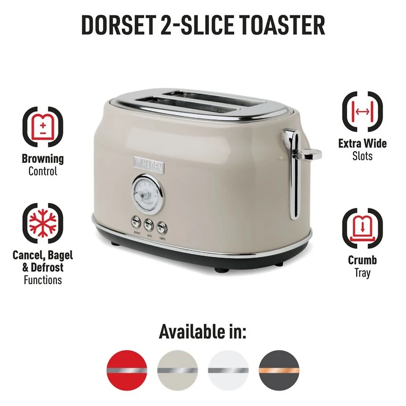 HADEN Dorset Putty Beige 2-Slice Toaster