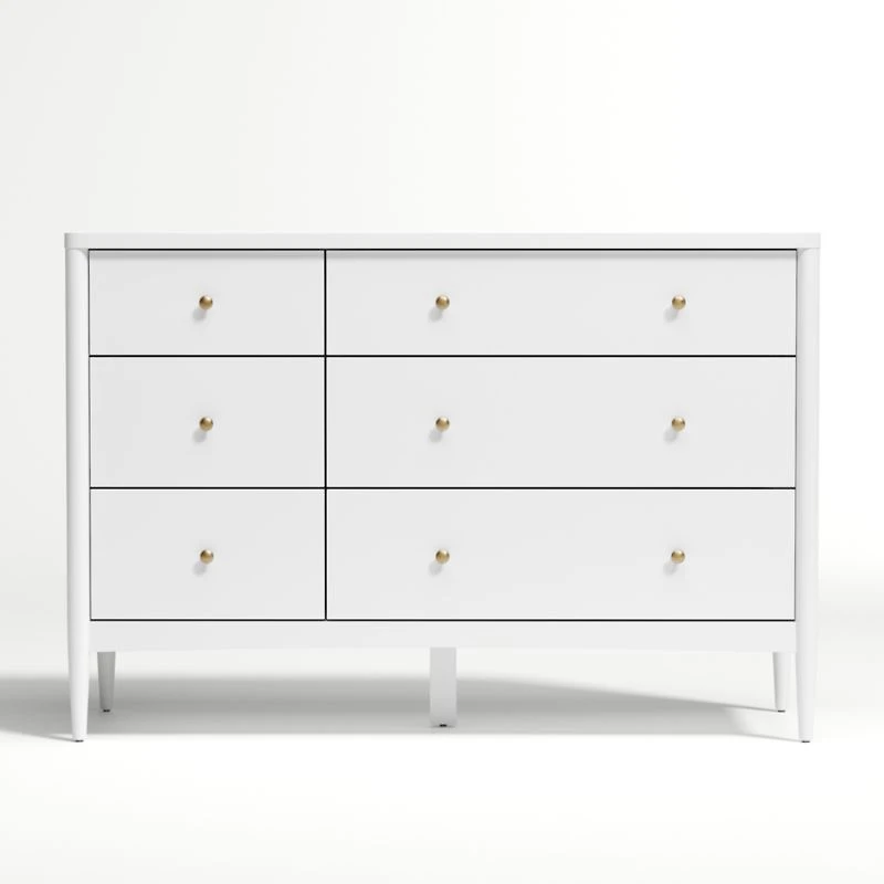 Hampshire 50" White Wood 6-Drawer Kids Dresser