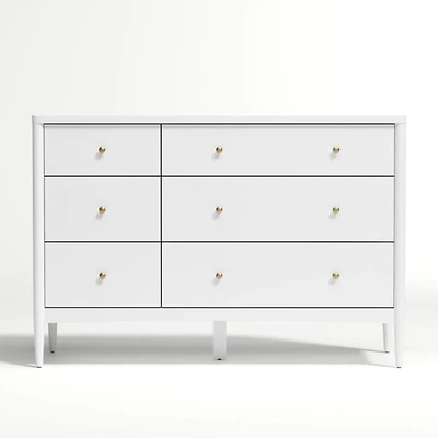 Hampshire 50" White Wood 6-Drawer Kids Dresser