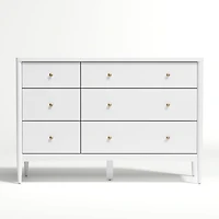 Hampshire 50" White Wood 6-Drawer Kids Dresser