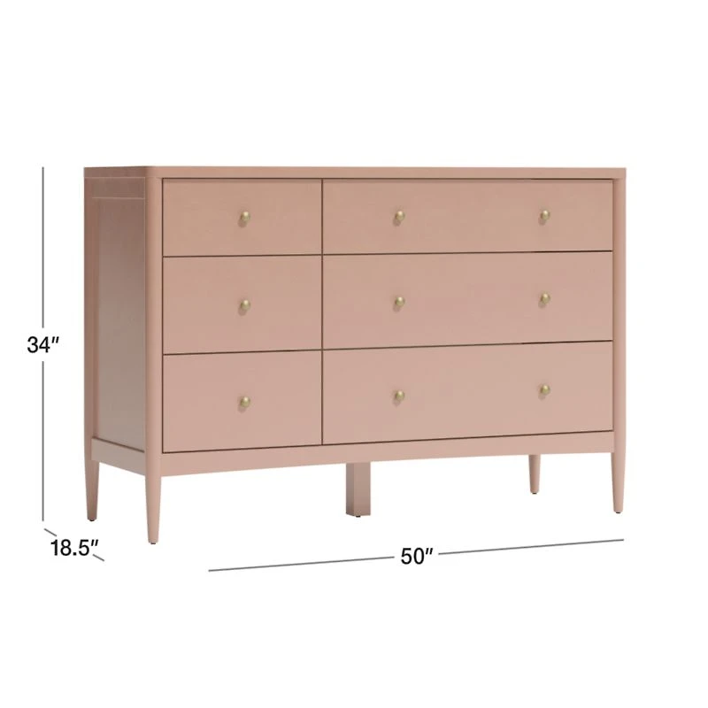 Hampshire Blush Wood 6-Drawer Kids Dresser