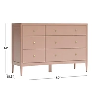 Hampshire Blush Wood 6-Drawer Kids Dresser