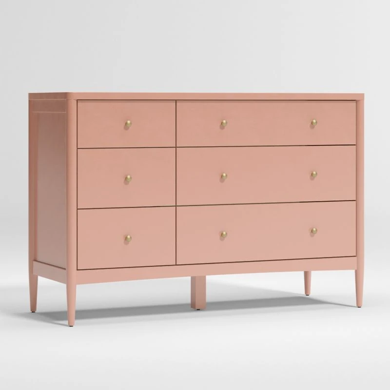 Hampshire Blush Wood 6-Drawer Kids Dresser