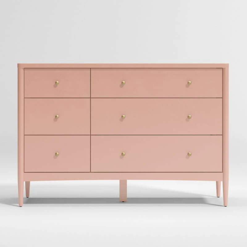Hampshire Blush Wood 6-Drawer Kids Dresser
