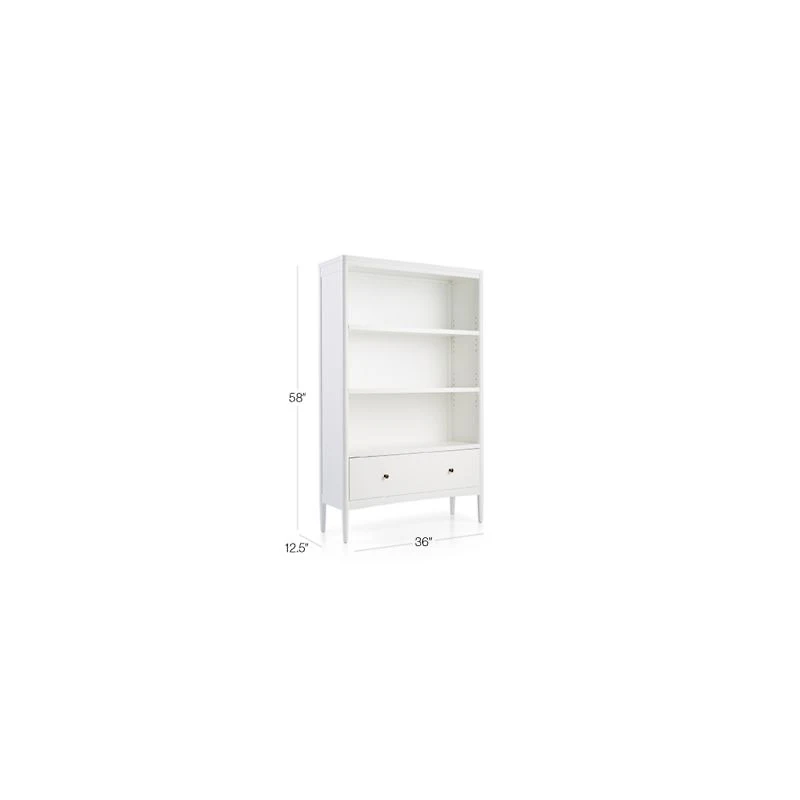 Hampshire Tall Natural Brown Wood 3-Shelf Kids Bookcase with Drawer