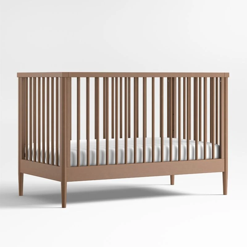 Hampshire Natural Brown Wood Convertible Baby Crib with Toddler Bed Rail
