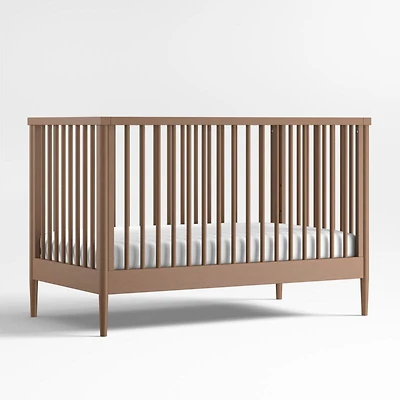 Hampshire Natural Brown Wood Convertible Baby Crib with Toddler Bed Rail