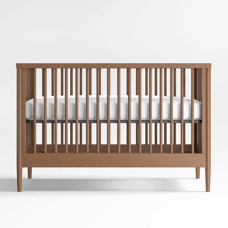 Hampshire Natural Brown Wood Convertible Baby Crib with Toddler Bed Rail