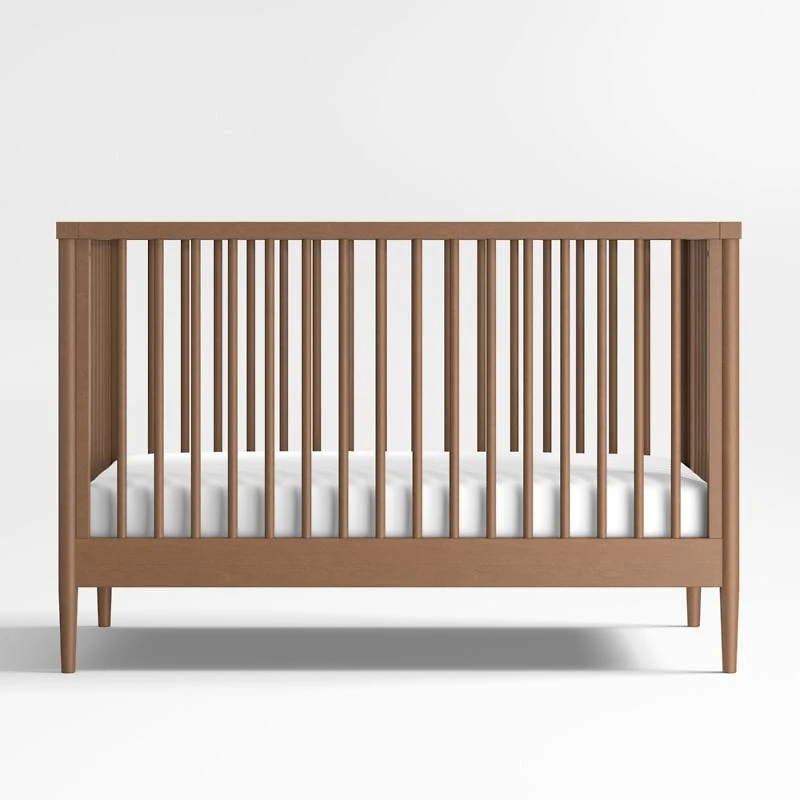 Hampshire Natural Brown Wood Convertible Baby Crib with Toddler Bed Rail