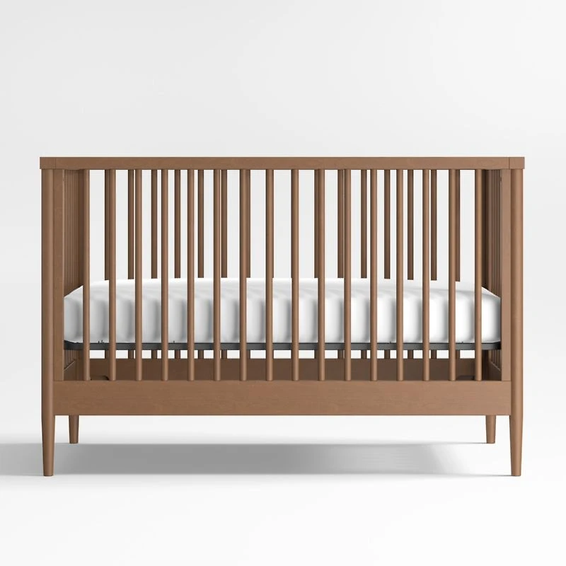 Hampshire Natural Brown Wood Convertible Baby Crib with Toddler Bed Rail