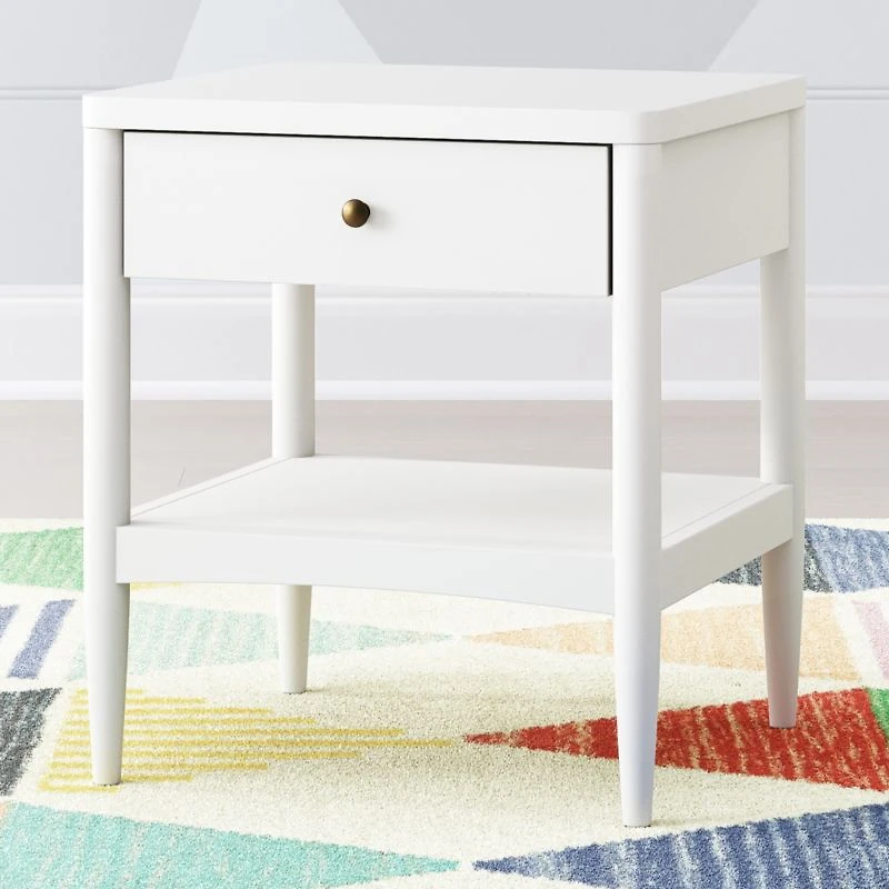 Hampshire White Wood Kids Nightstand with Drawer