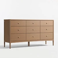 Hampshire 64" Natural Brown Wood Extra Wide 9-Drawer Kids Dresser