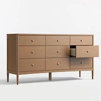 Hampshire 64" Natural Brown Wood Extra Wide 9-Drawer Kids Dresser