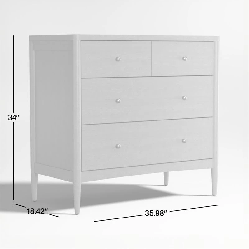 Hampshire 36" Olive Green Wood 4-Drawer Kids Dresser