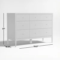 Hampshire 50" White Wood 6-Drawer Kids Dresser