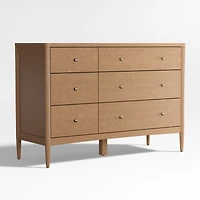 Hampshire 50" Natural Brown Wood 6-Drawer Wide Kids Dresser