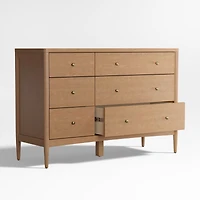 Hampshire 50" Natural Brown Wood 6-Drawer Wide Kids Dresser