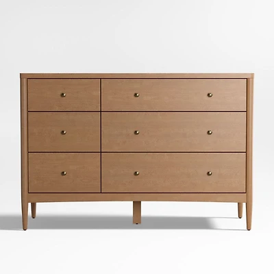 Hampshire 50" Natural Brown Wood 6-Drawer Wide Kids Dresser