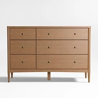 Hampshire 50" Natural Brown Wood 6-Drawer Wide Kids Dresser