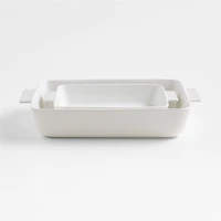Hanno White Textured Ceramic 2-Piece Bakers Set