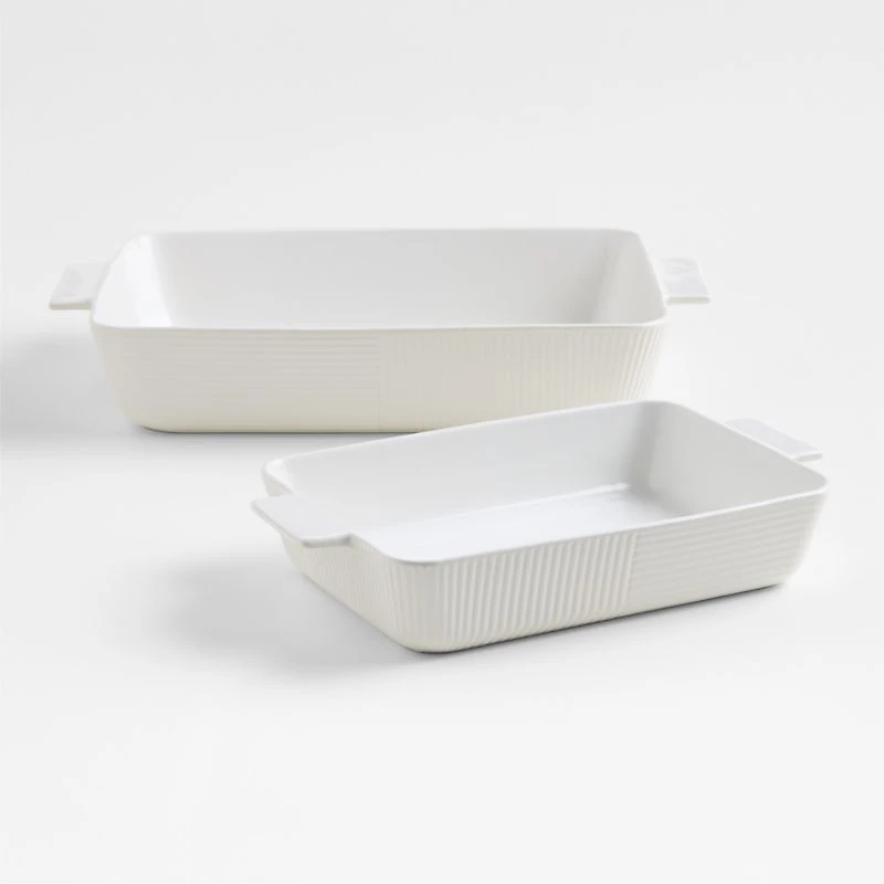 Hanno White Textured Ceramic 2-Piece Bakers Set